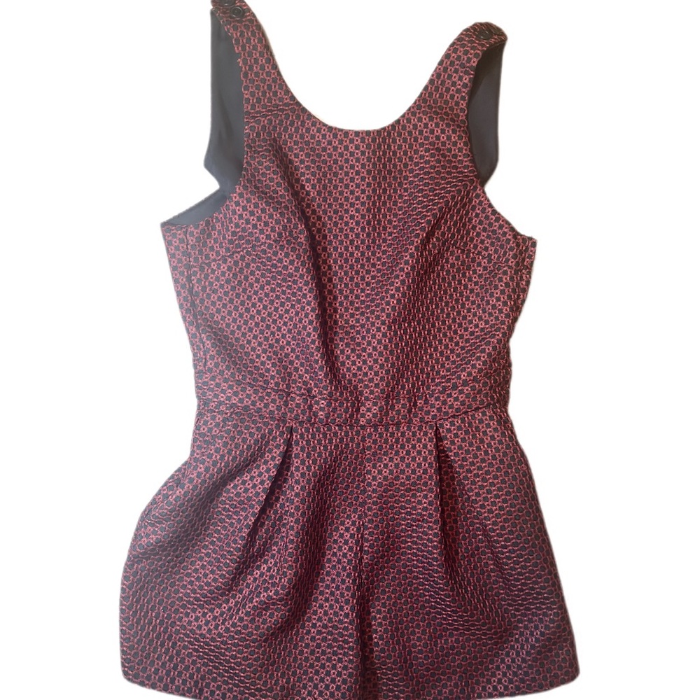 Red and Black Patterned Sleeveless Romper